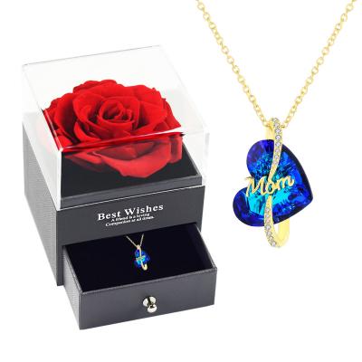 China Real Rose That Lasts Forever Durable Preserved With Necklace Gift For Valentine's Day Wedding Anniversary Birthday for sale