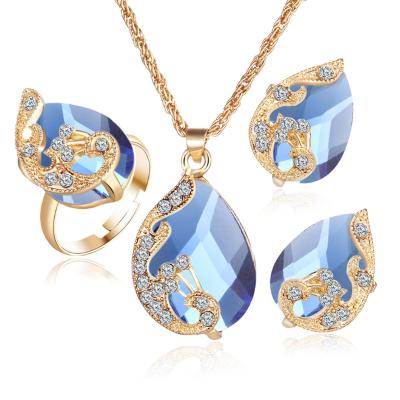 China 2023 Fashion TS Jewelry Multi Color FASHIONABLE Malachite Drop Set Necklace Earrings Crystal Ring Set for sale