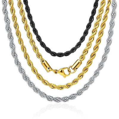 China CLASSIC Custom Made 2mm 3mm 4mm 5mm Stainless Steel 14k 18k Gold Plated Rope Chain Necklace Twisted Rope Link Chain Mens Body Filled Chains for sale