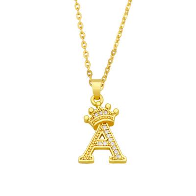 China 2022 TS Stainless Steel Alphabet Letter Gold Plated Cuban Link Initial Necklace CLASSIC CZ Initial Necklace Kids Women Large for sale