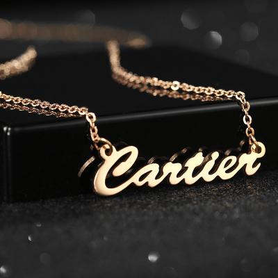 China CLASSIC 2023 TS Customized Stainless Steel Jewelry Custom Gold Plated Girls Choker Name Necklace PVD 18K Gold for sale