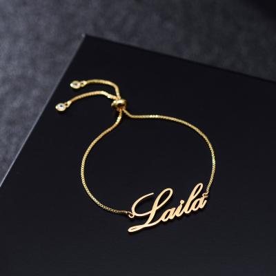 China Personal 2023 TS Personalized Custom Name Kids Necklaces Bracelets Adjustable Box Chains Baby Name Bracelets Jewelry Customized Bracelets for sale