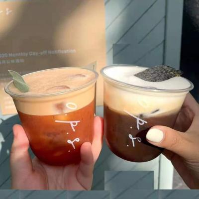 China 12oz 400ml Single Wall Disposable Plastic Yogurt Salad Cup Cold Drink Coffee Packaging for sale