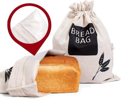 China Eco Friendly Keep Fresh Bread Eco Bread Storage Canvas Bags With Plastic Lined for sale