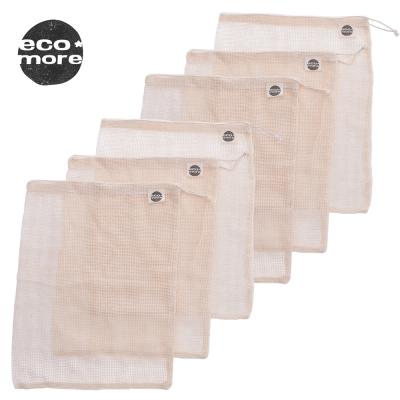 China Natural Organic Grocery Drawstring Cotton Mesh Folding Bags for sale