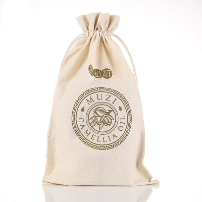 China Custom Eco-Friendly Suction Twine Canvas Calico Cloth Cotton Drawstring Bag With Logo for sale