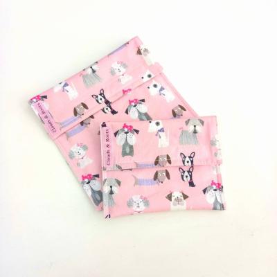 China Custom Pattern Cotton Material Folding Sandwich Snack Bags With PUL Lining for sale