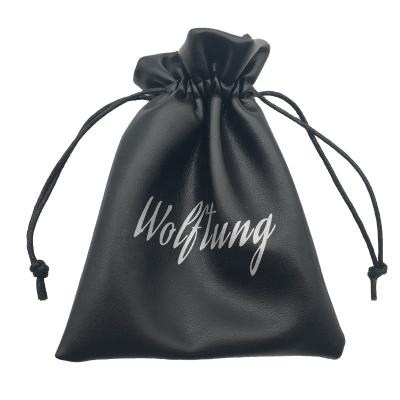 China Small PU Gift Packaging Pouch Leather Eco-friendly Waterproof Drawstring Bag for sale