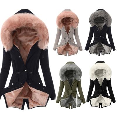 China 2021 Anti-wrinkle Fashion Drawstring Pure Color Fur Coat Casual Warm Hood Women Winter Coats Hooded Big Fur for sale