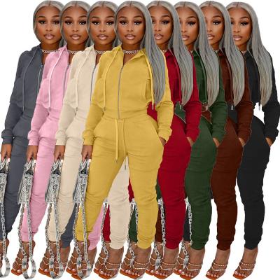 China Fashion Casual Women's Velor Tracksuit QUICK DRY Hooded Zipper Women Clothing 2 Piece Set Woman Velor Tracksuit Set for sale