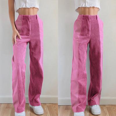 China Anti-wrinkle 2021 autumn winter new style straight leg pants women to loosen pure color corduroy pants women casual leisure for sale