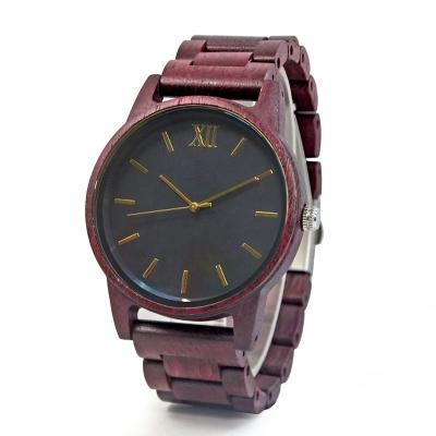 China Non-Specific Private Label Fashion Wooden Analog Purple Decorative Hour Wrist Watch For Men for sale