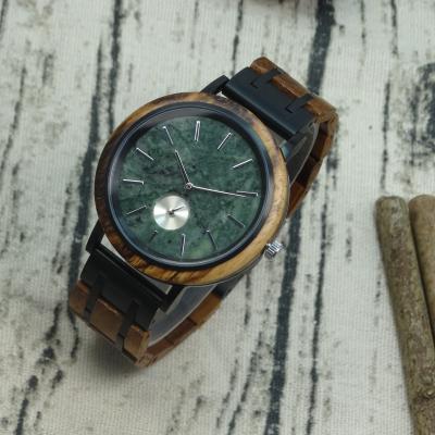 China Top Luxury Water Resistant Wooden Stainless Steel Watches Wooden Men Marble 3ATM Water Resistant relogio masculino for sale