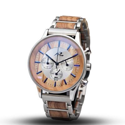 China Shenzhen Waterproof OEM No Logo High End Chronograph Wooden Stainless Steel Friendly Watch Reloj Eco Orologio Uomo for sale