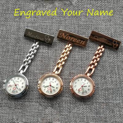 China Free Customized Non-Specific Personalized Engraved With Your Name Label Pin Brooch Rose Gold Fob Nurse Watch Good Quality Stainless Steel for sale