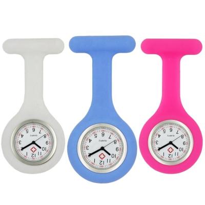 China Silicone Fashion Non-Specific Nurses Watch Brooch Tunic Gusset Pocket Stainless Back Watches Rubber Removable Cross Clock for sale