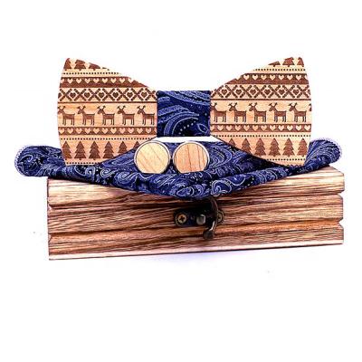 China Fashion Maple Bow Ties Checked Wooden Custom Made Bow Tie Cufflinks Para hombres de moda de ternos for sale