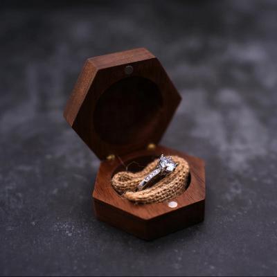 China Ring Packing Personalized Wooden Engagement Ring Storage Box Rustic Name date decoration personalized wedding jewelry Wooden Ring Holder for sale