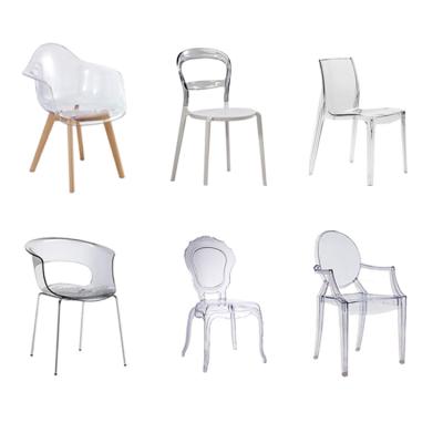 China Contemporary Outdoor Clear Chair Armrest Wedding Event Crystal Pc Resin Dining Transparent Plastic Chair for sale