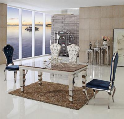 China Modern Marble Dining Table Sets Stainless Steel Marble Dining Table for sale