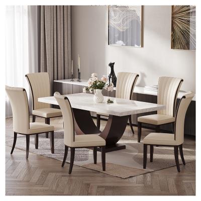 China Wooden Modern Marble Top Furniture And Dining Chair Set Dining Tables for sale