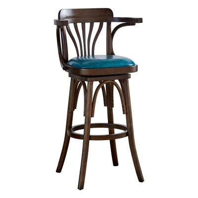 China 360 Industrial Retro Vintage 360 ​​Degree Industrial Back Bar Stool Factory Furniture Swivel Bar Swivel Bar Chair Bent Wood Walnut Color High for sale