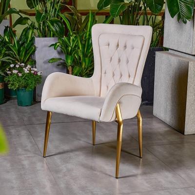 China High Quality Luxury Modern Post Modern Metal Legs Dining Chair White Tufted Velvet Leather Accent for sale