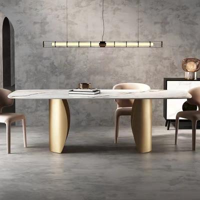 China Modern Style Italian Minimalist Marble Luxury Dining Table Light Luxury Dining Table Set 6 Seater 8 Seater for sale