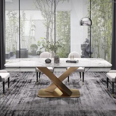 China Durable Modern Style Dining Table Stainless Steel Marble Base Home Dining Table For Dining Room Furniture for sale