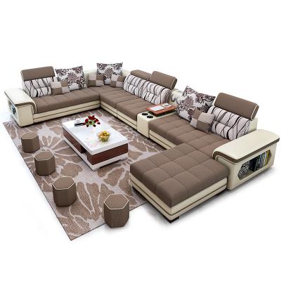 China Modern Modular Leather Curved Sectional Couch Sofa Set Living Room Furniture Sofa Bed U-Shaped Sectional Sofa Bed for sale