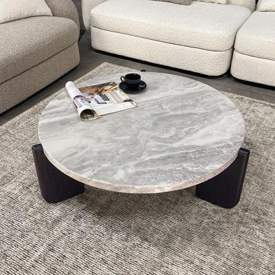 China Durable European Style Large Stone Top Round Luxury Modern Marble Center Table For Living Room for sale