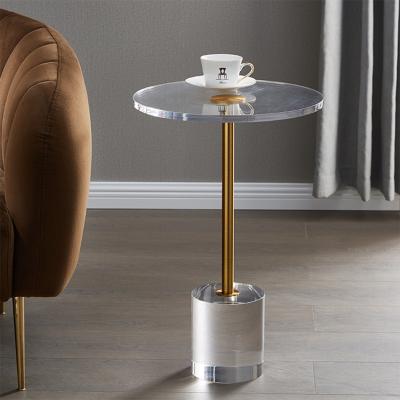 China Clear Acrylic Side Sofa End Scandinavian Luxury Transparent Round Coffee Table Living Room Table Decoration for sale