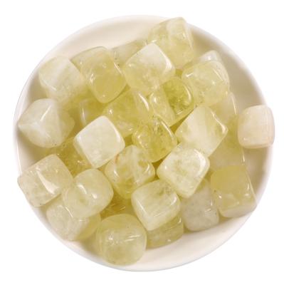 China China Natural Yellow Perfume Chakra Stone Landscape Decoration Topaz Square Crystal Block Stone Crafts for sale