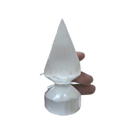 China Home Wholesale Natural White Stone Technology Ornaments Obelisk Selenite China Pulp Energy Degaussing Crystal Tower for sale