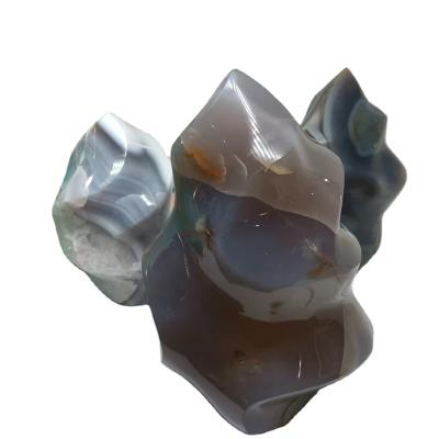 China China Wholesale Natural Agate Flame Raw Stone Ornaments Torch Home Office Decoration Game Energy Stone Crafts for sale