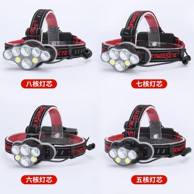 China Camping USB Charging Bald Head 8LED Loud Cob Lamp Outdoor Multifunctional Camping Night Fishing Waterproof Headlight for sale