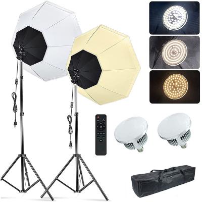 China Mini Softbox Lighting Kit 28in Octagonal Continuous Lighting System Photography Studio Light Equipment with 2pcs 85W LED Bulbs for sale