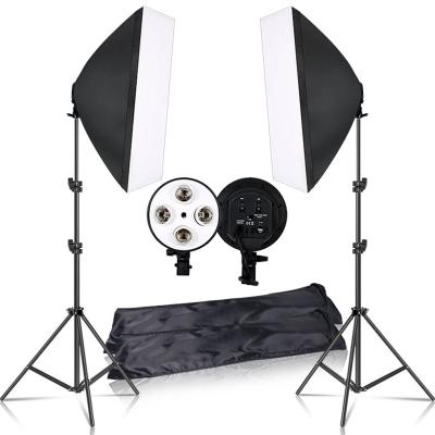 China Softbox Light Box Tripod Lighting Kit 4 Lamp Photography 50x70CM Base E27 Stand Camera Feflector Photo Video Shooting B5070S4 for sale