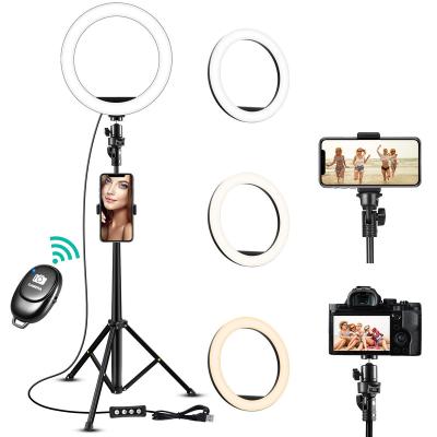 China Mini 10 Inch LED Ring Light + 160cm Bracket + Selfie Remote Control Beauty Fill Light Living Set for sale