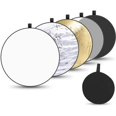 China 43-inch/110cm Photo Reflector, Portable 5-in-1 Photo Reflector, Foldable Multi-Disc Bag-Translucent, Silver, Gold, White & Black Diameter: 43-inch/110cm for sale