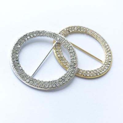 China Two Layer Rhinestone Crystal Metal Buckle Simple Round Shape 40mm Inner Size Buckles For Wedding Chair Or Dress Belts for sale