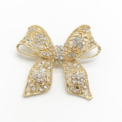 China High Quality Rhinestonel+alloy Bow Brooch With Diamante Chain Brooches For Weddings Hair Brooches Jewelry for sale