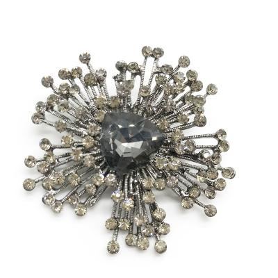 China Rhinestonel+alloy vintage brooch gunmetal brooches pin pins with shiny crystal glass and rhinestone Korean fancy decoration for sale