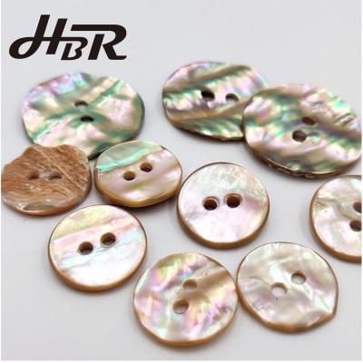 China Sustainable Abalone Shell Buttons Natural Pearly Rose Rainbow BROOM Sewing 2 Hole Button Sew On Deep Wavy Large Bulk Holes for sale