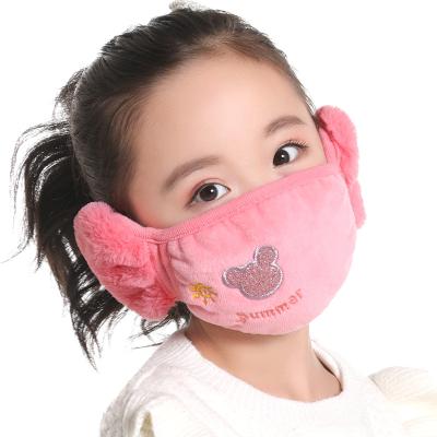 China Cotton+Velvet New Autumn/Winter Children's Cartoon Mask Earmuffs Thickened MICKEY MASK Dustproof Warm And Cold Proof Hearing Protection Children for sale