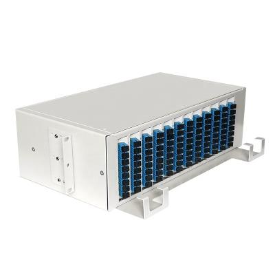 China ODF 3U 96 Ports Rack Drawer Type Gray Fiber Optic Patch Panel with SC/UPC Adapter Pigtails and Splice Tray for sale