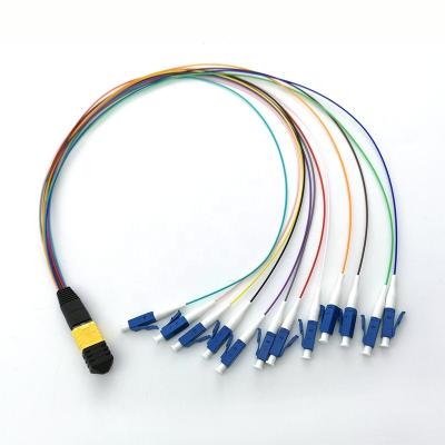 China Telecommunication Fiber Optic MPO MTP Patch Tie Hardness 12 Singlemode Fiber Cable For FTTX for sale