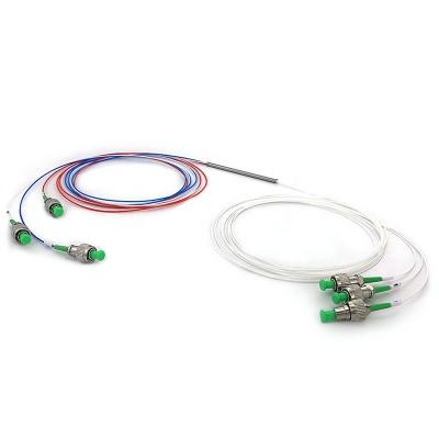 China FTTX SM 1550nm G657A1 Singlemode Bare Fiber With 0.9mm Pipe Shaped Steel Tube Loose Bundle 3X3 Optical Coupler With FC/APC Connector for sale