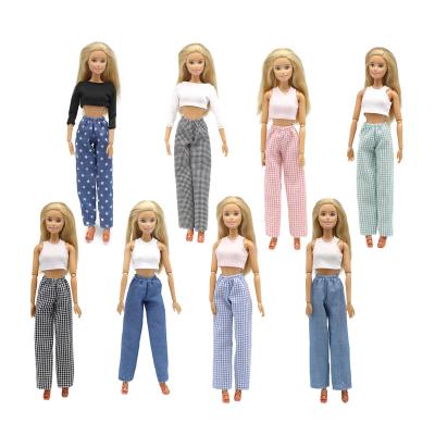 China stuffed & New come high quality 30 cm plush toy pure color T-shirt pants jeans clothes 11-12 inch barbi doll for blythe and bjd dolls for sale