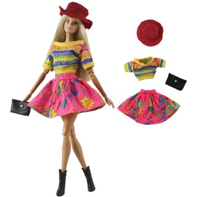 China Cartoon Toy New Arrival 1/6 inch 11-12 30 cm barbi doll clothes dress skirt hat (1 set= clothes+hat+purse) for barbie dolls for sale